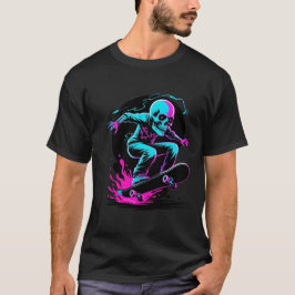 Neon Skull Skateboard Art – Edgy Skater Design Tシャツ