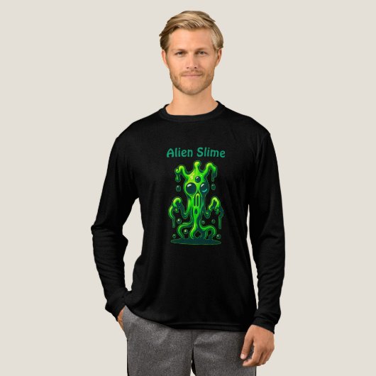 Neon Slime Monster – Cool Creepy Alien Design トライブレンドＴシャツ (正面全体)