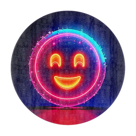 Neon Smile: Bright Happy Glow Design カッティングボード (正面)