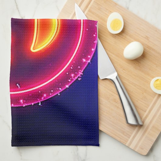 Neon Smile: Bright Happy Glow Design キッチンタオル (四つ折り)