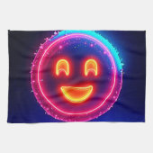 Neon Smile: Bright Happy Glow Design キッチンタオル (横)