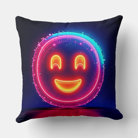 Neon Smile: Bright Happy Glow Design クッション (裏面)