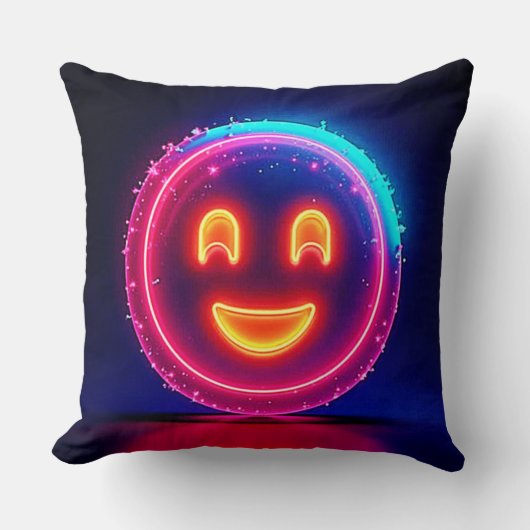 Neon Smile: Bright Happy Glow Design クッション (正面)