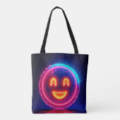 Neon Smile: Bright Happy Glow Design トートバッグ (裏面)