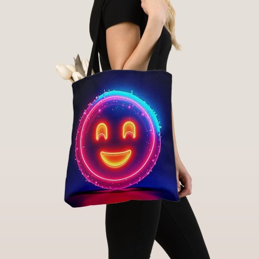 Neon Smile: Bright Happy Glow Design トートバッグ (クローズアップ)