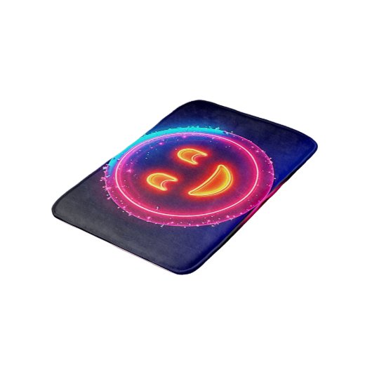 Neon Smile: Bright Happy Glow Design バスマット (アングル)