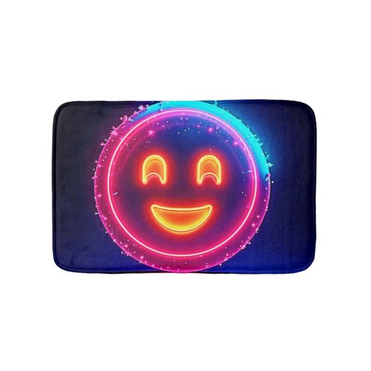 Neon Smile: Bright Happy Glow Design バスマット (正面)