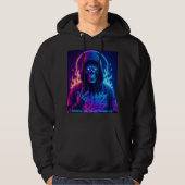 NEON SOUL Cyberpunk Skeleton Graffiti Hoodie パーカ (正面)
