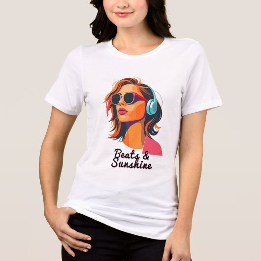 Neon Soundwave: Electric Summer Vibes トライブレンドTシャツ (正面)