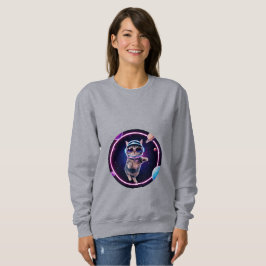 Neon Space Cat Hoodie – Cosmic Feline Glow Sweatsh スウェットシャツ