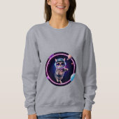 Neon Space Cat Hoodie – Cosmic Feline Glow Sweatsh スウェットシャツ (正面)