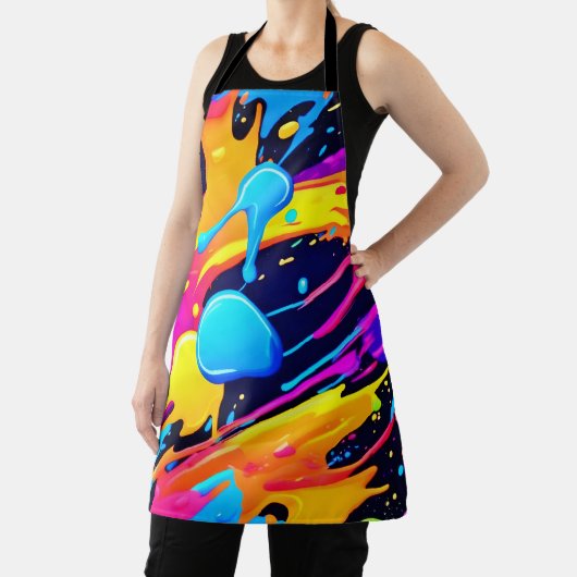 Neon Splatter Paint Art エプロン (インサイチュ)