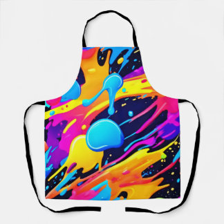 Neon Splatter Paint Art エプロン