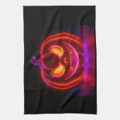 Neon Spooky Pumpkin Halloween Kitchen Towel キッチンタオル (縦)