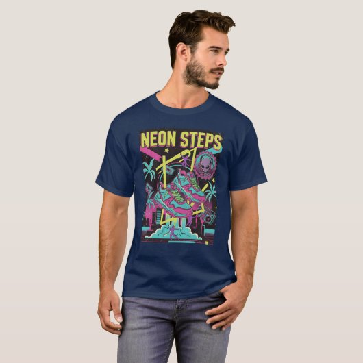 Neon Steps Retro Athletic retro Tシャツ (正面フル)
