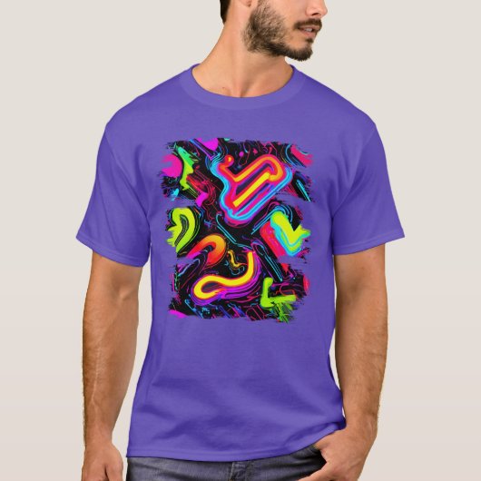 Neon Style 80s Retro Party Color Glow friends Tシャツ (正面)