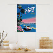 Neon Sunset Miami Art Print 80s Retro Summer ポスター (キッチン)
