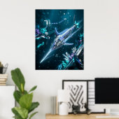 Neon Swordfish Velocity Current ポスター (ホームオフィス)