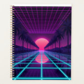 Neon Synthwave Grid Desk Mat - Retro 80s Gaming Mo プランナー手帳 (正面)