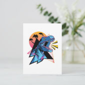 Neon T-レックス恐竜グラフィック10代のス子供カッコいいトレンディー ポストカード (スタンド正面)