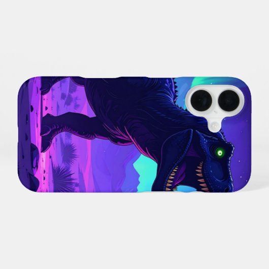 Neon T-Rex iPhone 16ケース (裏面横)
