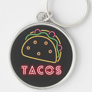 Neon Tacos Symbol  & Text Button Keychain キーホルダー