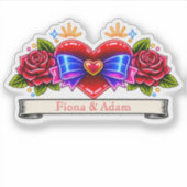 Neon Tattoo Style heart invite Love  シール (正面)