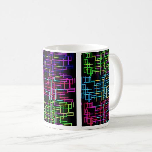 Neon Tech Pattern コーヒーマグカップ (正面右)