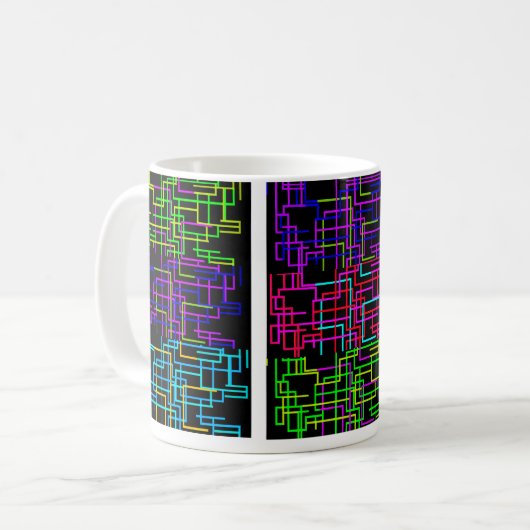 Neon Tech Pattern コーヒーマグカップ (正面左)