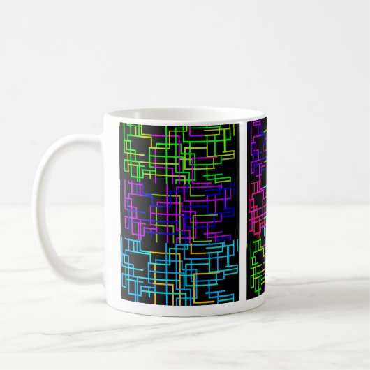 Neon Tech Pattern コーヒーマグカップ (左)