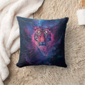 Neon Thunder Tiger Abstract Electric Glow クッション (ブランケット)