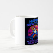 Neon Tiger Happy New Year - Retro 80s Motivational コーヒーマグカップ (正面左)