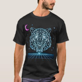 Neon Tiger Synthwave – Electric Striker Retro Tee Tシャツ (正面)