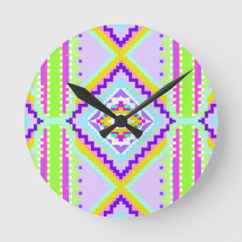 Neon Tribal Dreams Kaleidoscope ラウンド壁時計