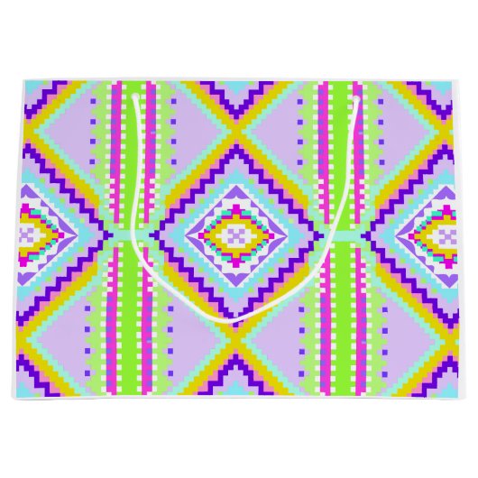 Neon Tribal Dreams Kaleidoscope ラージペーパーバッグ (正面)