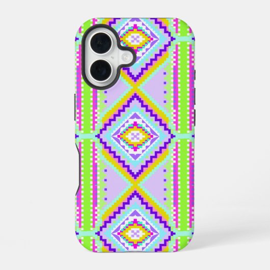 Neon Tribal Dreams Kaleidoscope iPhone 16ケース (裏面)