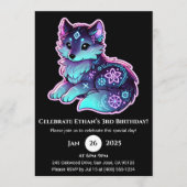 Neon Tribal Wolf Birthday Invitation 招待状 (正面)