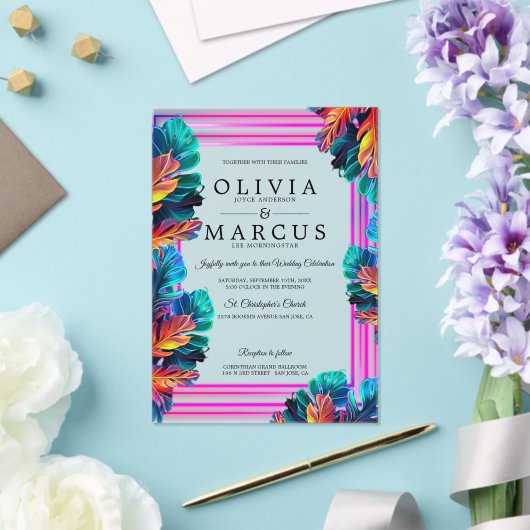 Neon Tropical Foliage Acrylic Invitation アクリル招待状 (インサイチュ (ウェディング))