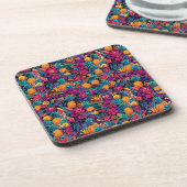 Neon Tropical Fruit Flower Coaster Set - Pineapple コースター (左側)