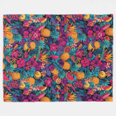 Neon Tropical Fruit Flower Throw Blanket フリースブランケット (正面(横))