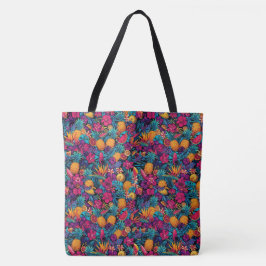 Neon Tropical Fruit Flower Tote Bag - Pineapple トートバッグ