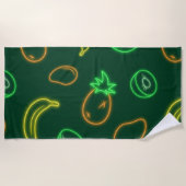 Neon Tropical Fruit Pattern Beach Towel ビーチタオル (正面)