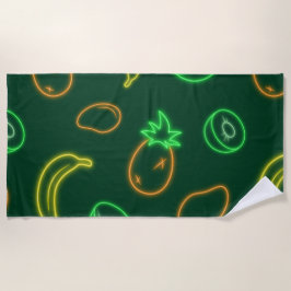Neon Tropical Fruit Pattern Beach Towel ビーチタオル