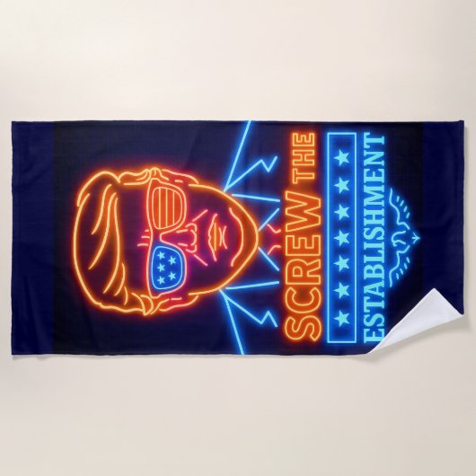 Neon Trump Screw the Establishment Beach Towel ビーチタオル (正面)