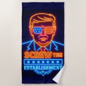 Neon Trump Screw the Establishment Beach Towel ビーチタオル (正面)