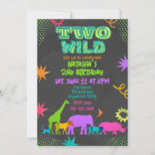 Neon Two Wild Animals 2nd Birthday 招待状 (正面)