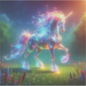 Neon Unicorn Art – Glowing Fantasy Horse Rainbow シール (正面)
