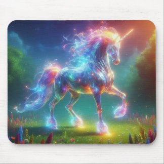 Neon Unicorn Art – Glowing Fantasy Horse Rainbow マウスパッド