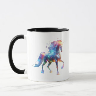 Neon Unicorn Art – Glowing Fantasy Horse Rainbow マグカップ