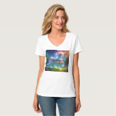 Neon Unicorn Art – Glowing Fantasy Horse Rainbow Tシャツ (正面フル)